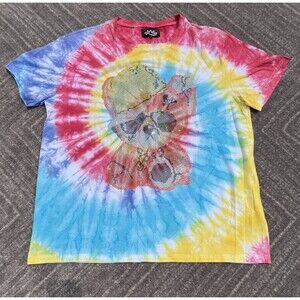 Heads or Tails Men’s Tie Dye Crewneck Rhinestone Studded Gangster Bear Size XL